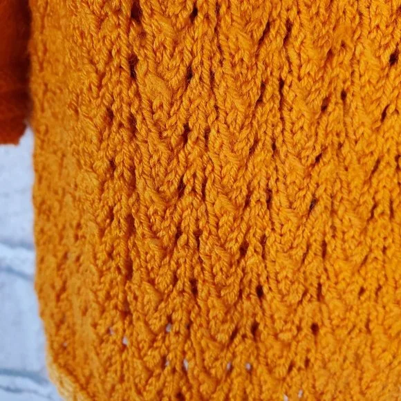 Vintage Hand Knit Cardigan Swing Style Orange No Size Tags - Picture 3 of 8